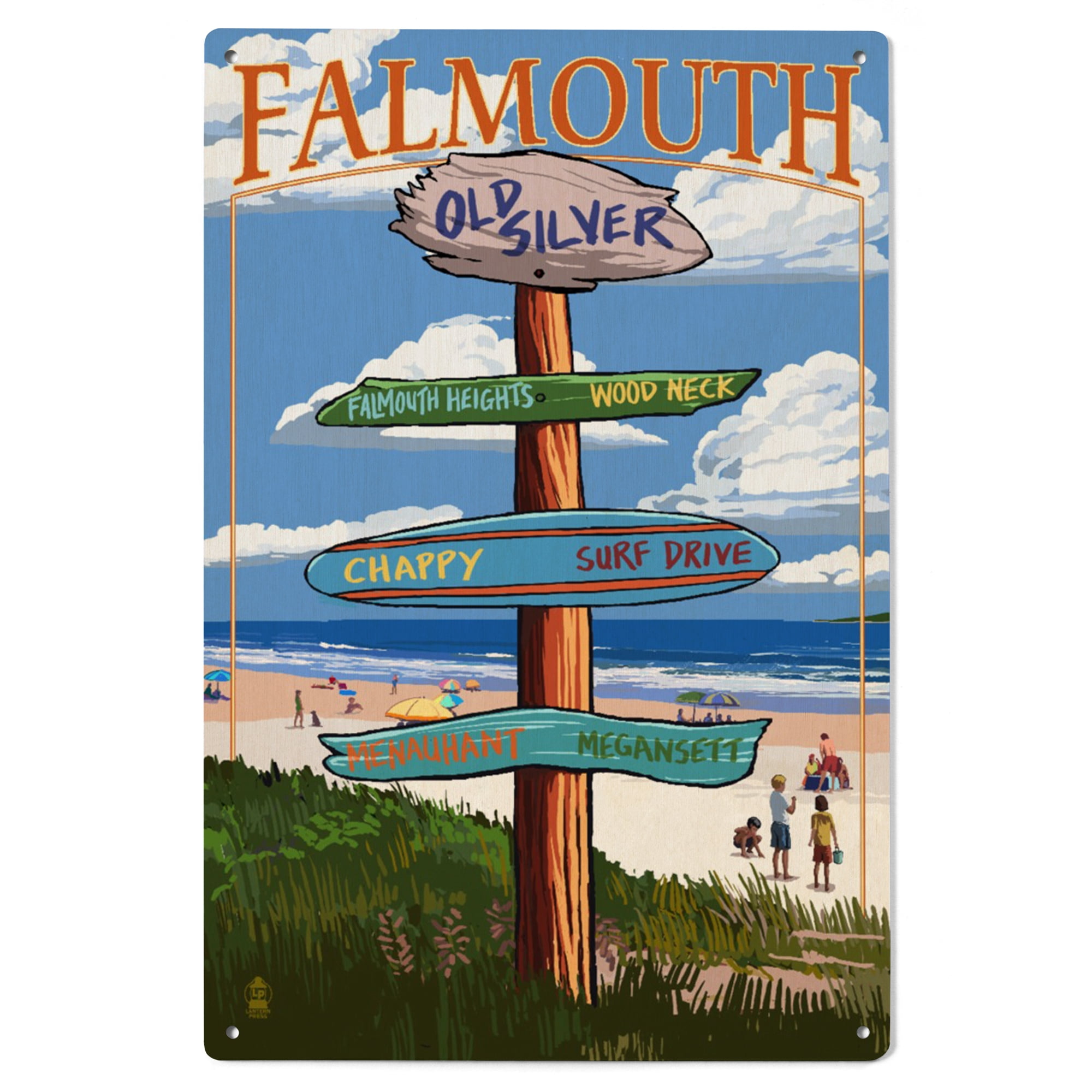 Falmouth, Cape Cod, Massachusetts, Destination Signpost Birch Wood Wall