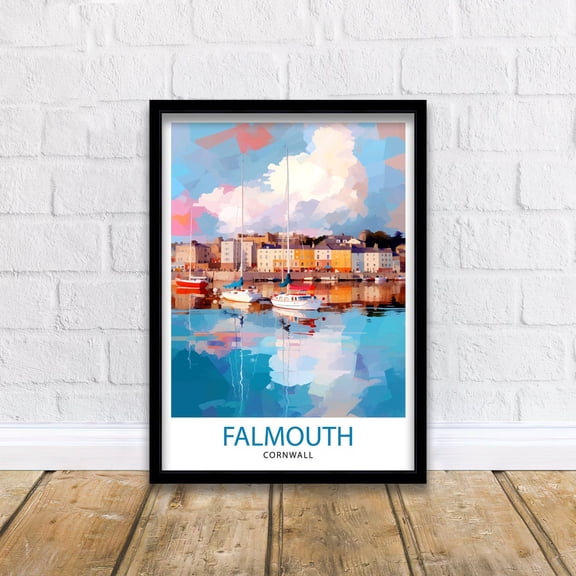 Falmouth Harbour Travel Printfalmouth Wall Decor Falmouth Cornwall Travel Prints Falmouth Art Print Falmouth Illustration Falmouth