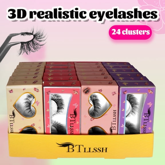 False 24 PAIR 4 Styles Eyelashes Cross Fluffy Natural BTLLSSH