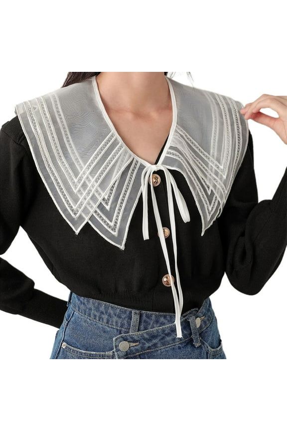 False Collar Women Detachable Collar Embroidery Collar Neckline Collar For Girls Double-layer Organza Warp Collar