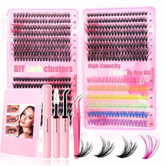 False Eyelash Book Set, Large Capacity, Colored, Full Kit, Individual Clusters, Curling Eyelashes