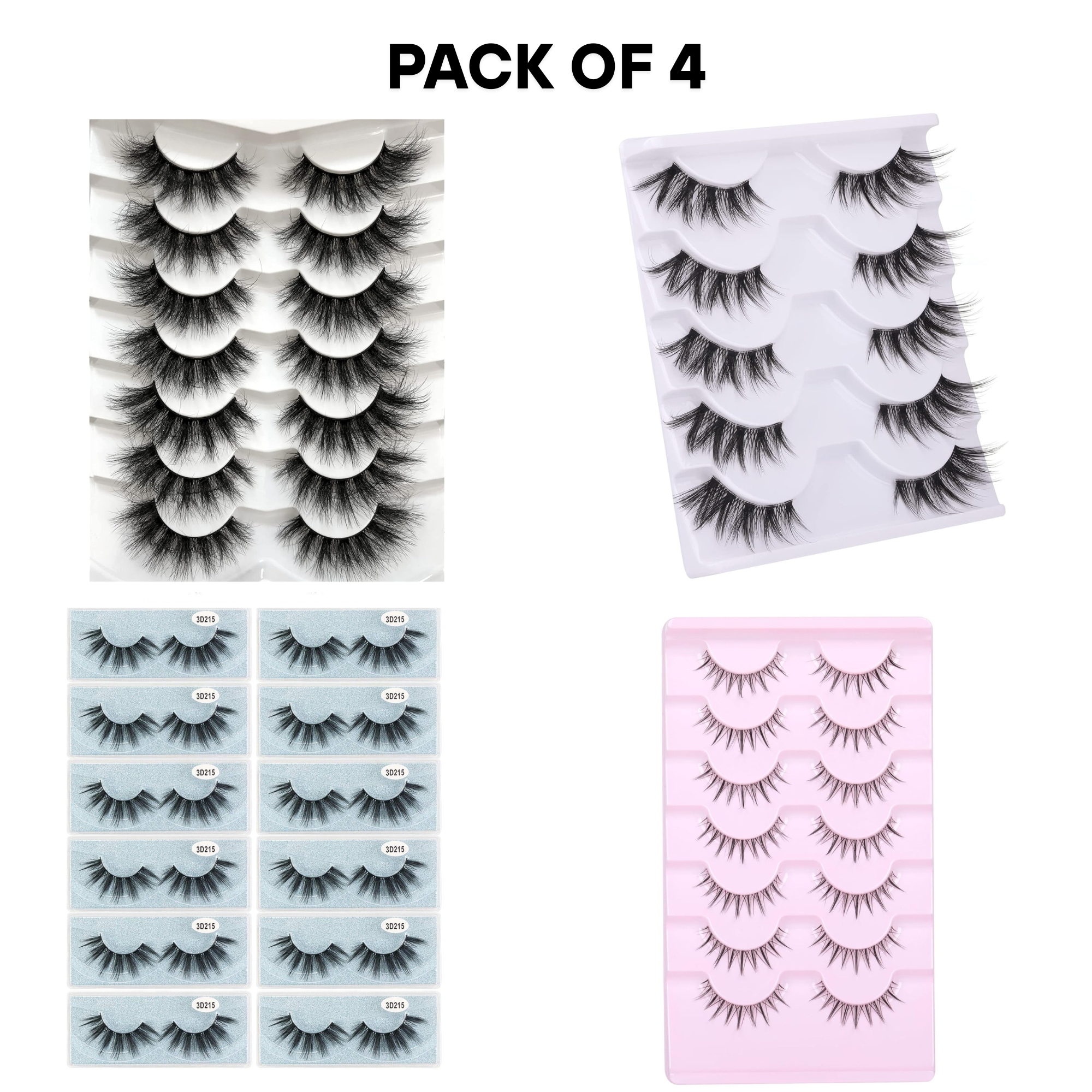 False Eyelash Mega Bundle – 4-Pack – 33 Pairs Total – Cat Eye, Wispy ...