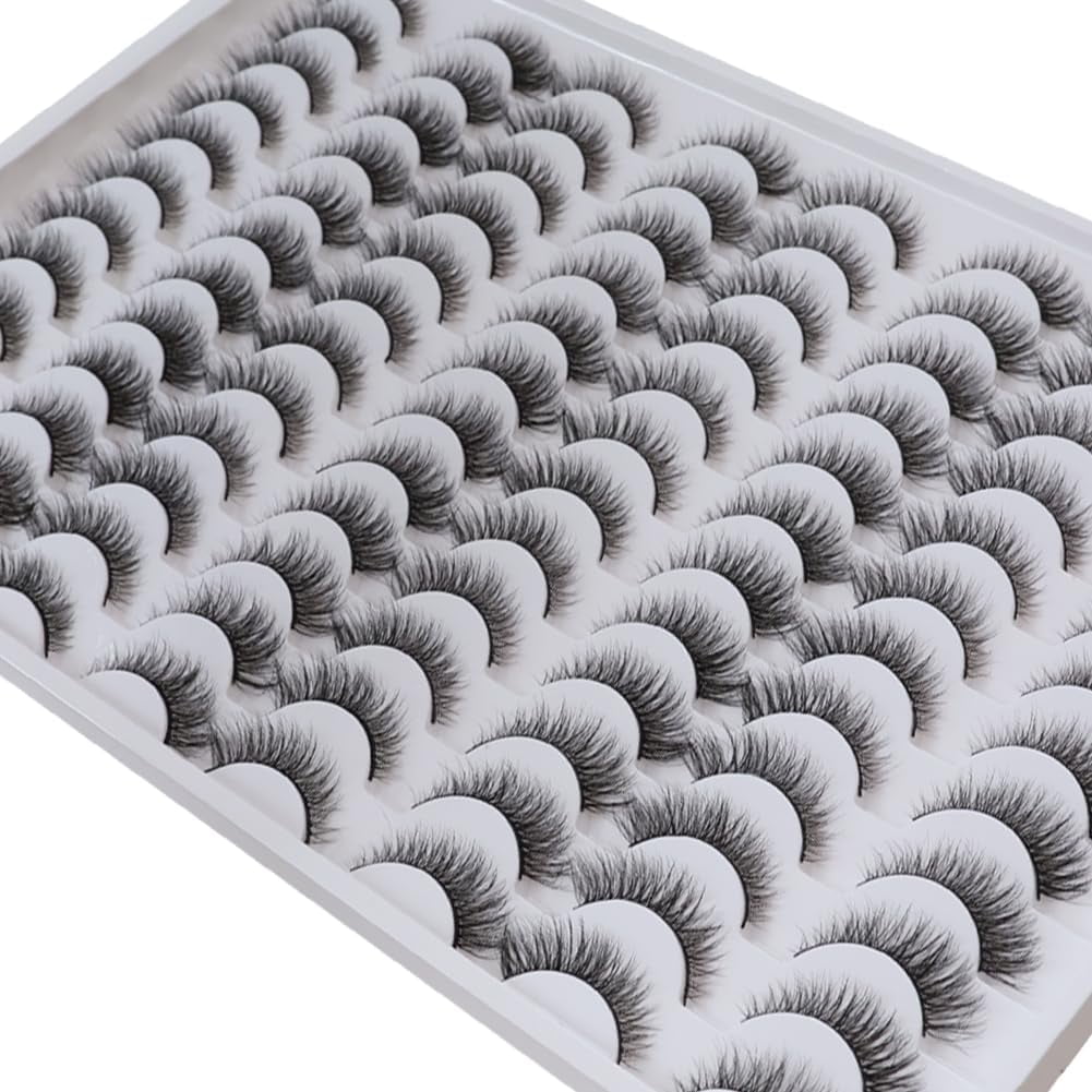 False Eyelashes 48 Pairs Faux Mink Lashes 14mm Wispy Lashes 3D Fluffy Cat Eye Lashes Pack Bulk Wholesale Strip Lashes