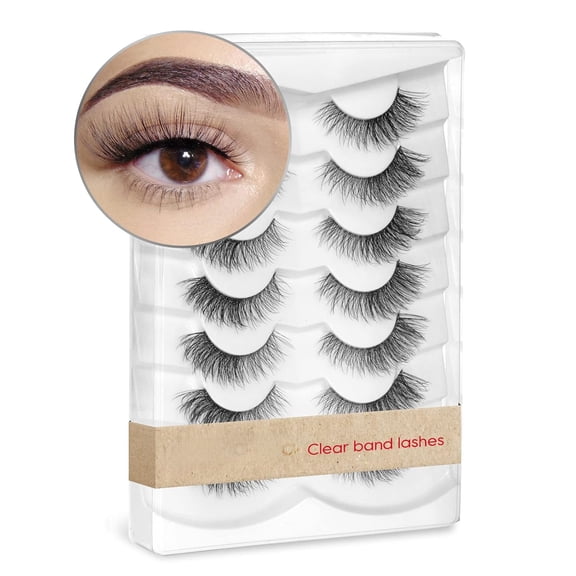 False Eyelashes Cat Eye Fluffy Wispy Faux Mink Lashes 7 Pairs Dramatic Volume Eyelash Pack DJ-41