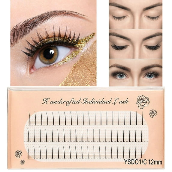 False Eyelashes Extension Kit 100 Natural Wispy Tufts DIY C Curl Design 8 10 12mm Lengths Thin 007mm Individual Lashes