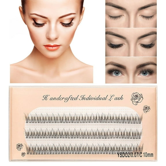 False Eyelashes Extension Kit 100 Natural Wispy Tufts DIY C Curl Design 8 10 12mm Lengths Thin 007mm Individual Lashes