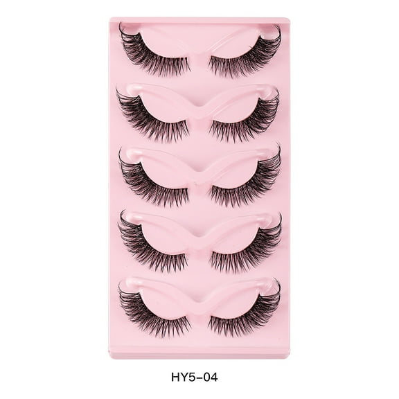 False Eyelashes, Faux Mink Lashes, Lengthened Inside Out Natural Look Eye Makeup, Lightweight Comfortable Flexible Clear Band, 5 Pairs for Party and Daily Wear, Vegan Cruelty-Free Synthetic Hair