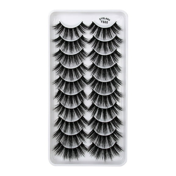 False Eyelashes Faux Mink Lashes Pack 10 Pairs 8D Dramatic Wispy Cat Eye Style Reusable