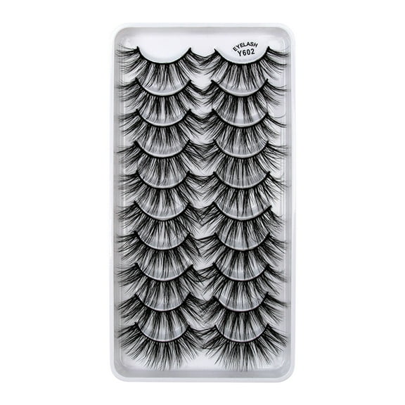False Eyelashes Faux Mink Lashes Pack 10 Pairs 8D Dramatic Wispy Cat Eye Style Reusable