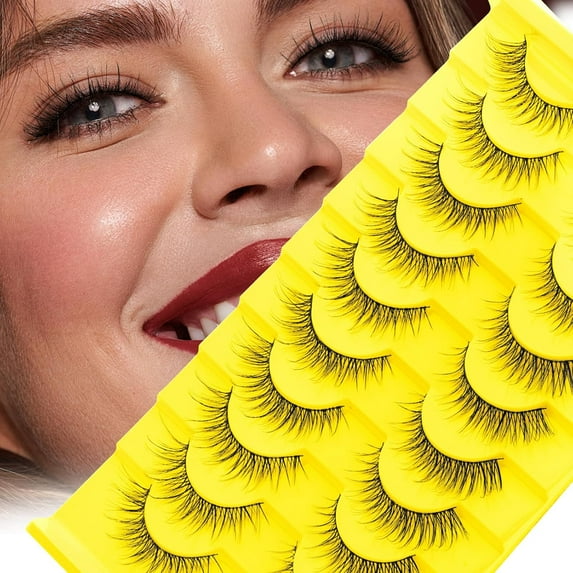 False Eyelashes Fluffy Look Strip Lashes Mink Wispy Fake Lashes Charming Fake Eyelashes 10 Pairs