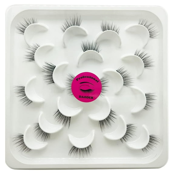 False Eyelashes Lashes Natural Look Thick Short 3D Faux Mink Lashes Strip 10mm Reusable Soft Wispy Lashes Pack Vegan Natural Lashes 10 Pairs(Natural Short lashes)