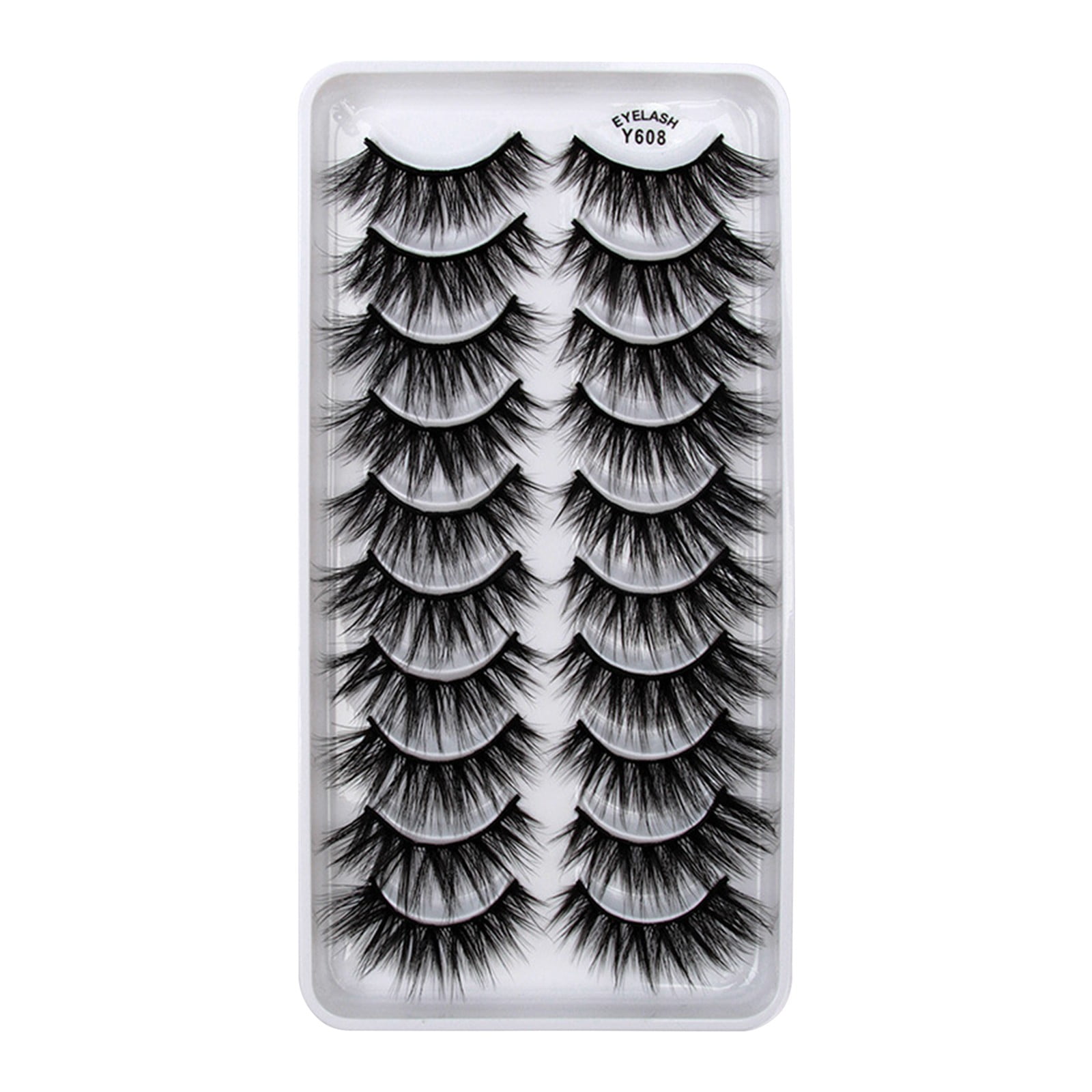 False Eyelashes Lashes Pack 10 Pairs 8D Dramatic Eyelashes Wispy Cat ...