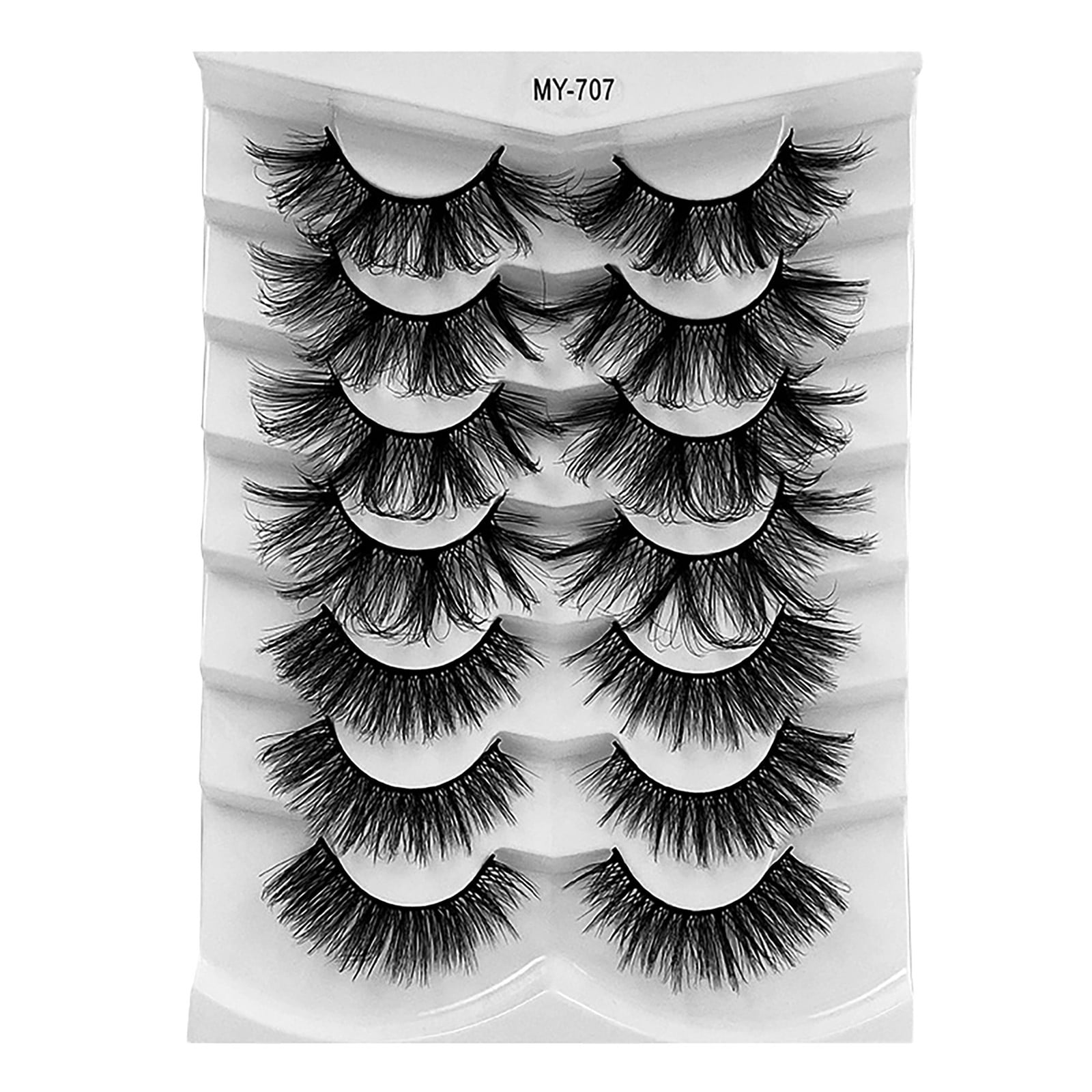 False Eyelashes Lashes Pack 7 Pairs 8D Dramatic Eyelashes Wispy Cat Eye ...