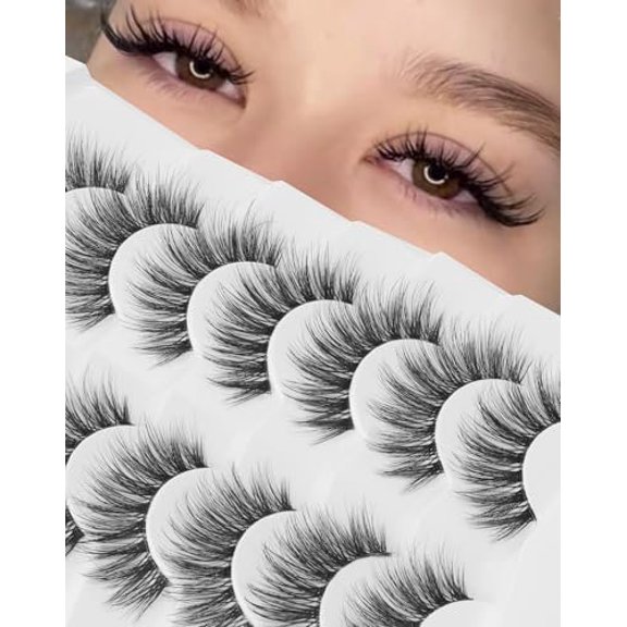False Eyelashes Lashes Wispy Lashes Look False Eyelashes Flared Eyelashes False Eye Lashes Fluffy Lashes 7 Pairs A28