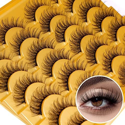 False Eyelashes  Look 12mm  Lashes Wispy Faux  Eyelashes  Volume  Eye Lashes Pack by  14 Pairs