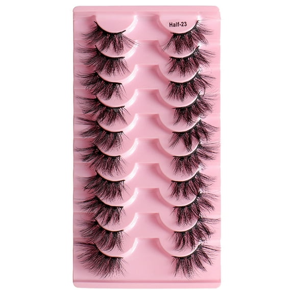 False Eyelashes Natural Half Lashes Short Wispy Faux Mink Lashes Fake Eyelashes 10 Pairs-Style 1