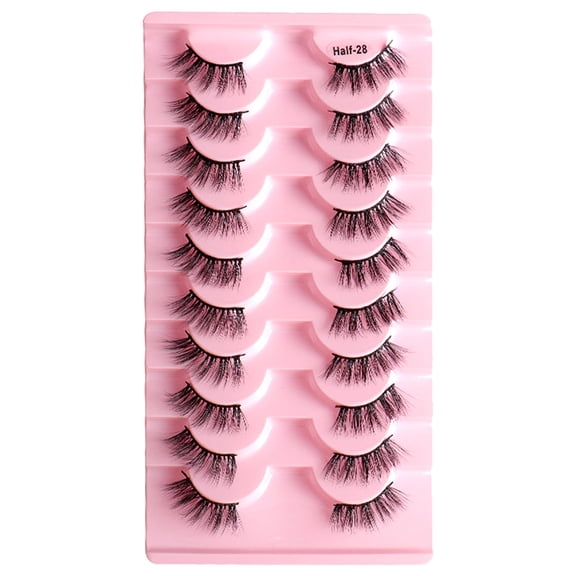 False Eyelashes Natural Half Lashes Short Wispy Faux Mink Lashes Fake Eyelashes 10 Pairs-Style 4