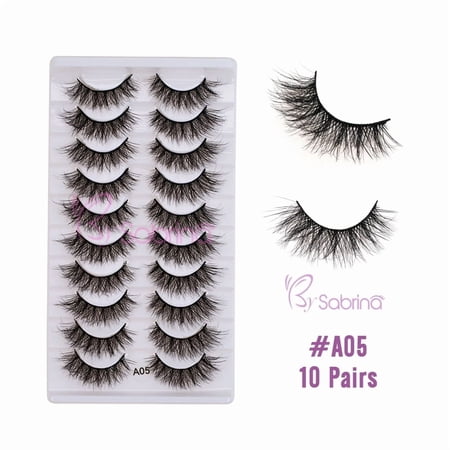 False Eyelashes Natural Look 10 Pairs Reusable Adhesive Eyelashes, A05