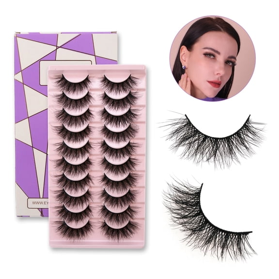 False Eyelashes Natural Look 10 Pairs Reusable Adhesive Eyelashes