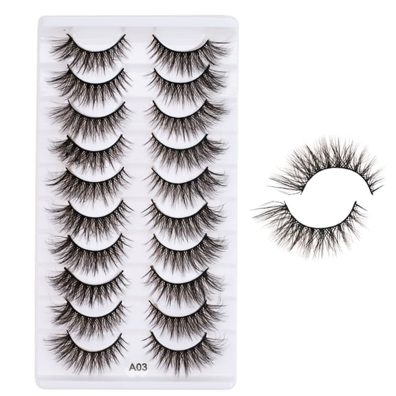 False Eyelashes Natural Look 10 Pairs Reusable Adhesive Eyelashes