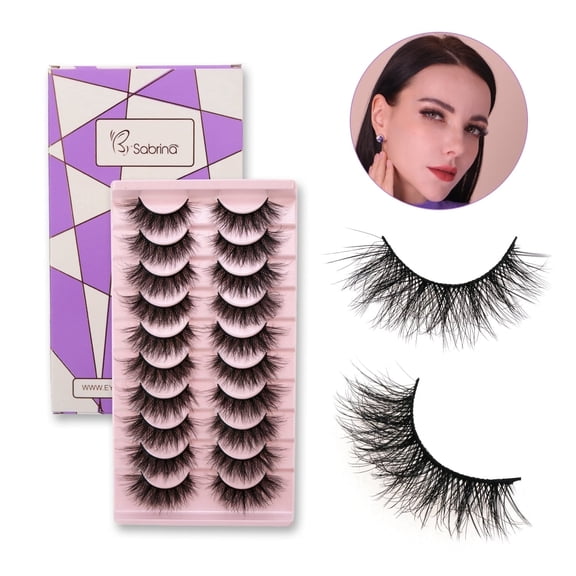 False Eyelashes Natural Look 10 Pairs Reusable Adhesive Eyelashes