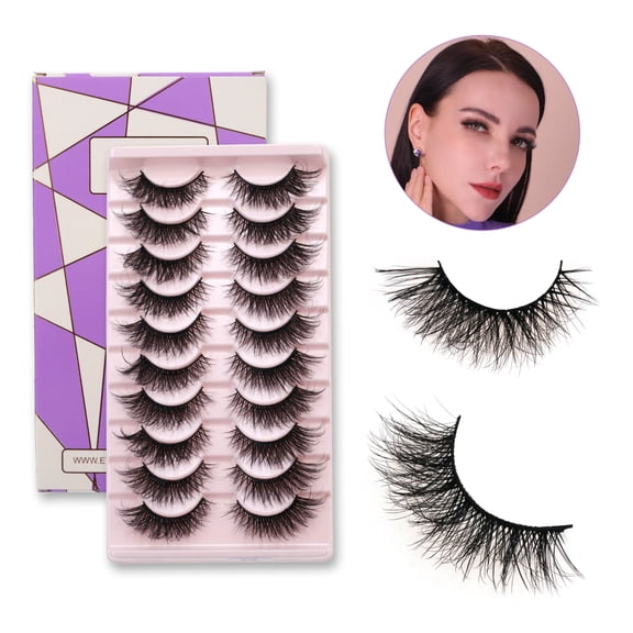 False Eyelashes Natural Look 10 Pairs Reusable Adhesive Eyelashes