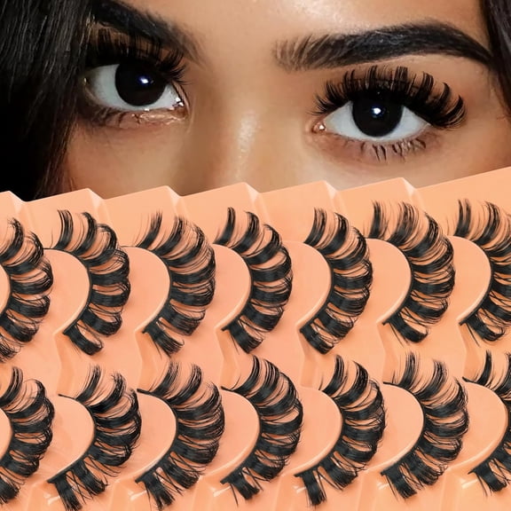 False Eyelashes Natural Look 10mm Short Very Small False Lashes Wispy with 0.10mm Thin Band Every Day Naturales Fake Eye Lash Strips 10 Pairs Pack(FR105)