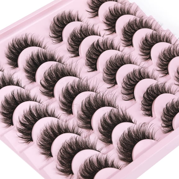 False Eyelashes Natural Look Faux Mink Lashes 12mm Short Wispy Lashes 5D Volume Strip Eye Lashes