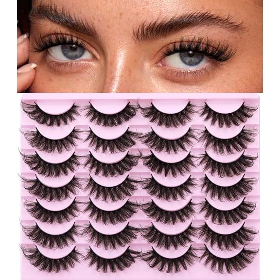 False Eyelashes Natural Look Wispy Faux Mink Lashes Soft 14mm Cat Eye Short Strip Lashes
