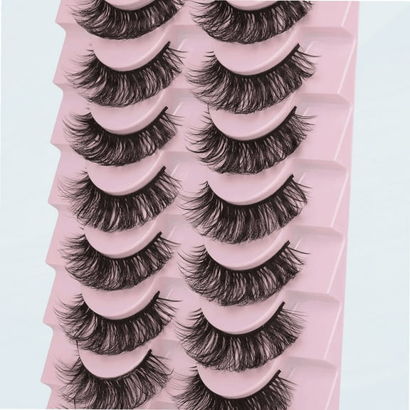 False Eyelashes Russian Strip Lashes Butterfly Styles Faux Mink Lashes Wispy Fluffy 15MM 3D Effect Fake Eyelashes 10 Pairs Pack