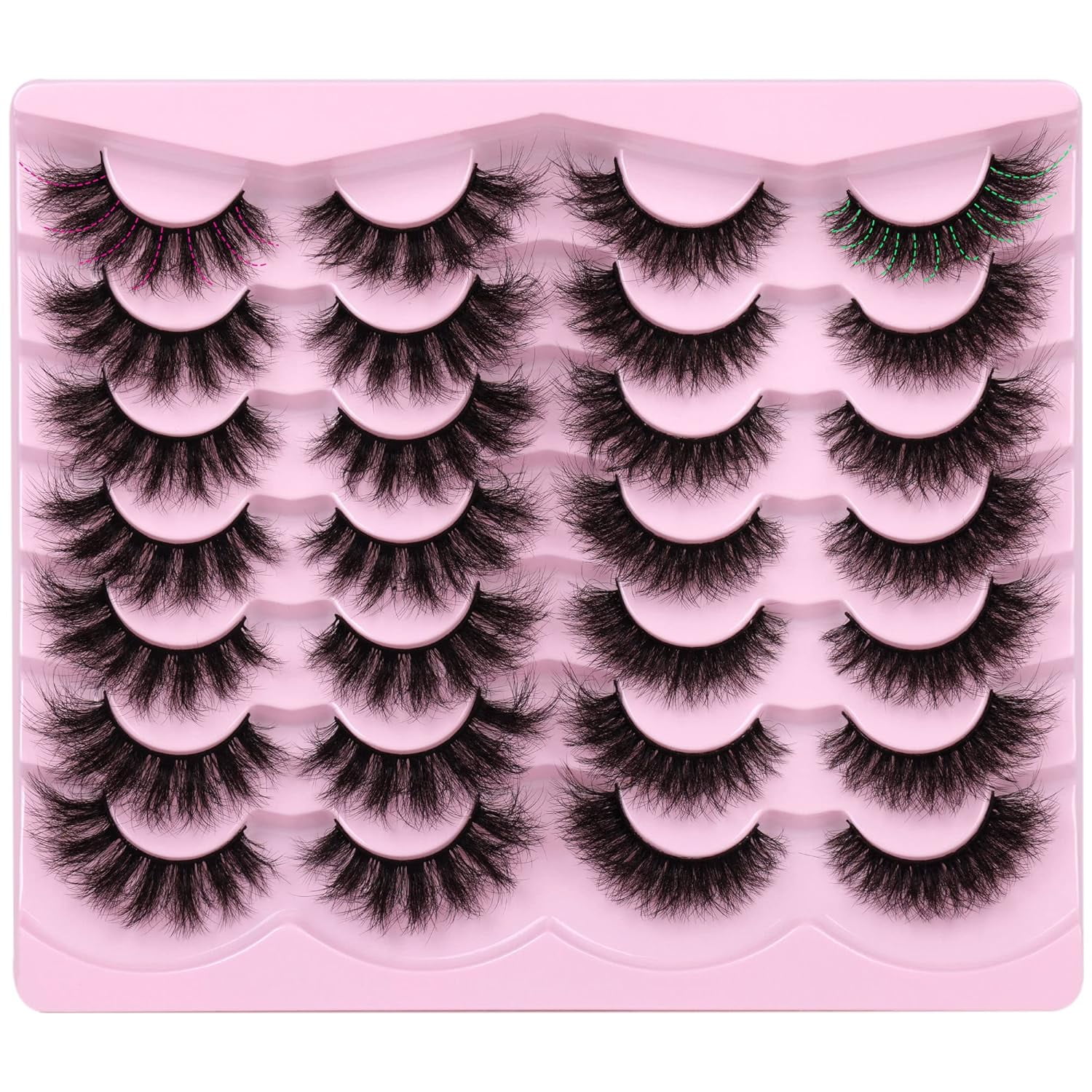 False Eyelashes Thick Volume Wispy Faux Mink Lashes 8D Volume Long Cat ...
