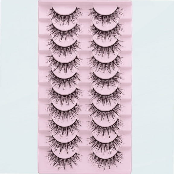 False Eyelashes Wet Lashes Spiky Manga Volume Eyelashes Natural Wispy Fluffy Lashes Natural Volume Faux Mink Lashes Cosplay Styles 16MM Fake Eyelashes 10 Pairs Pack