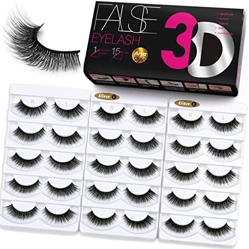 False Eyelashes  look  Eye Lashes Wispy Strips,15 Pairs   Lashes  Eyelashes Volume Fluffy Thin Soft Band Comfortable Long Thick Dramatic  Eyelash , Arya Style