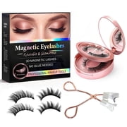 Magnetic Eyelashes Kit, 2 Pairs of Magnetic False Eyelashes with Applicator, Reusable Magnet Lashes for a Natural Look, No Glue Needed