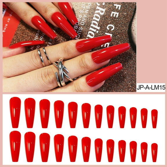 False Nail Patch Super Long Frosted Red On Nails Detachable Ballet Style For Women Easy Application Durable