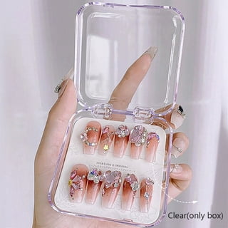 BORNBYME Press on Nail Organizer, Acrylic Nails Press Nails Display Storage  Box Container Holder with 38'' Transparent Tape (Not Inlcude Press on