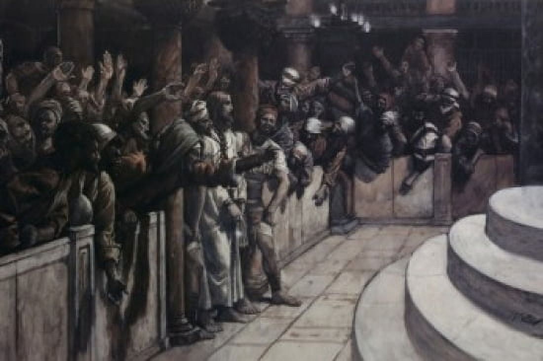 False Witness before Caiaphas James Tissot(1836-1902French) Canvas Art - James Tissot (18 x 24)