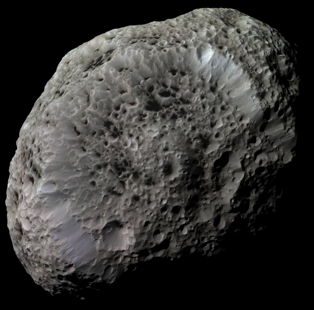 False-color view of Saturns moon Hyperion Canvas Art - Stocktrek Images (28 x 28)