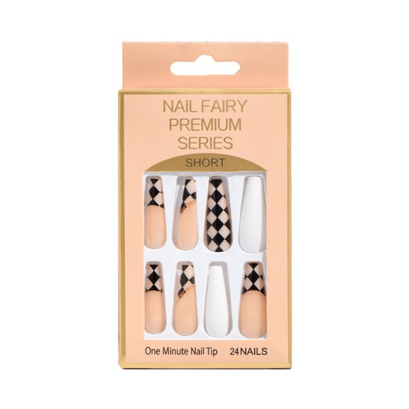 False nails, checkerboard with long nail, 24 pieces, NF-16-12