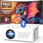 Faltopu Mini Bluetooth Projector with Tripod, 9500LM Full HD 1080P Portable Home Theater Projector ,Support 250Display