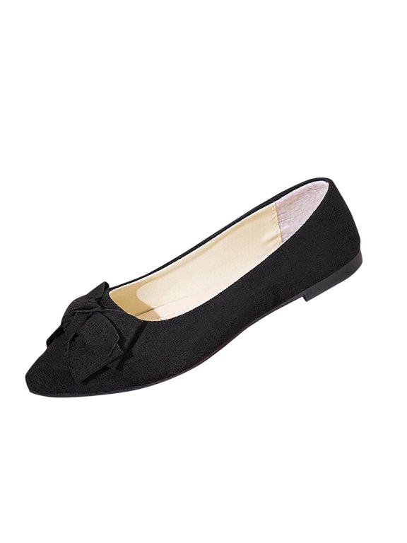 Falts for Women Bowknot Round Head Fashionable Casual Versatile Large Size Wedge Heel Shallow Mouth Shoes Wedding Guest Wear