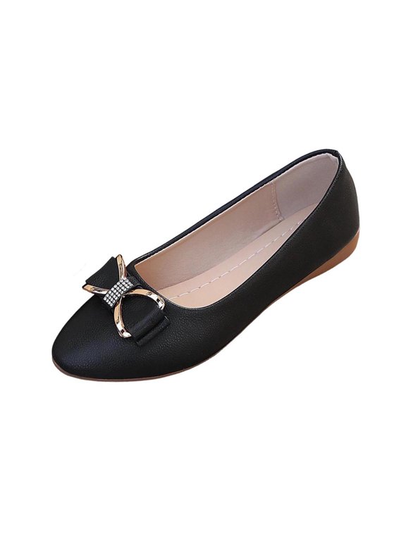 Falts for Women Fashion Casual Solid Color Plus Size Trendy Comfortable Bow Wedge Heel Shoes Wedding Guest Wear