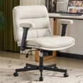 thumbnail image 1 of Falvinoryn 25.6" Wide Seat Office Chair, High Back Ergonomic Task Chair with Padded Adjustable Armrests and Double Cushion, Swivel Home Office Desk Chair for Office, Bedroom (Off-white), 1 of 10