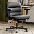 thumbnail image 1 of Falvinoryn 25.6" Wide Seat Office Chair, High Back Ergonomic Task Chair with Padded Adjustable Armrests and Double Cushion, Swivel Home Office Desk Chair for Office, Bedroom (Black), 1 of 10