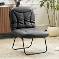 Falvinoryn Folding Saucer Chair, Folding Lounge Chair with 4-Position Adjustable Backrest, Oversized Faux PU Lazy Chair, Comfy Accent Chair for Living Room, Bedroom, Dorm, Black