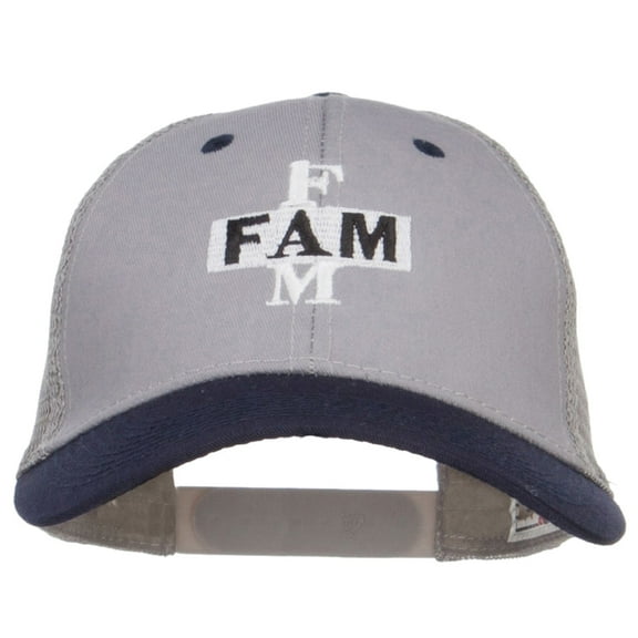 Fam Embroidered Two Tone Trucker Cap - Navy Grey OSFM