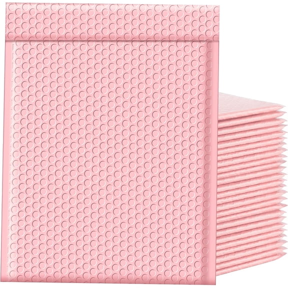 Famagic Bubble Mailers 10.5x16 Inch 25pc Light Pink Shipping Bags, Chic Packaging Bags For Small Business, Colored Padded Mailing Envelopes, Opaque Matte Self Seal Poly Bulk #5