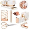thumbnail image 1 of Famassi Rose Gold Desk Accessories，Office Supplies Set Acrylic Stapler Set Staple Remover, Tape Holder, 2 Ballpoint Pen, Scissor, Binder/Paper Clips and 1000pcs Staples., 1 of 10