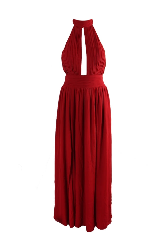 Fame And Partners Red Sleeveless Keyhole-Neck Chiffon Halter Dress 12 -  Walmart.com