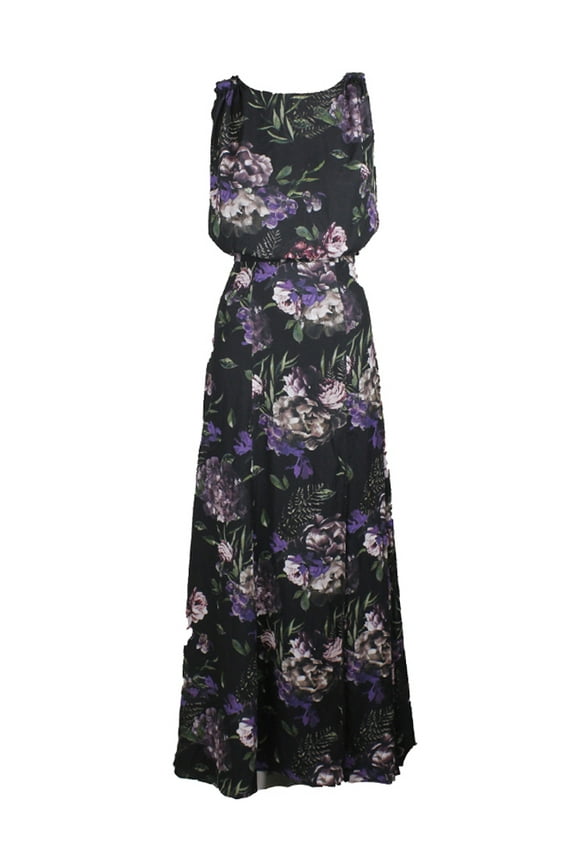 Fame And Partners Womens Black Floral Printed Blouson Maxi Dress 2